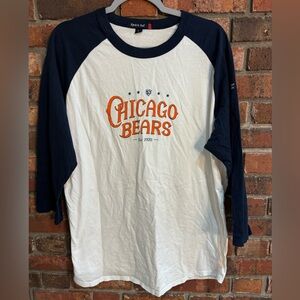 Sport-Tek womens Chicago Bears raglan 3/4 sleeve -shirt blue/white XL